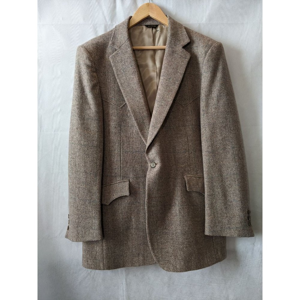 Panhandle Slim Men's Tan Notched Lapel 100% Wool One-Button Blazer Size 44L